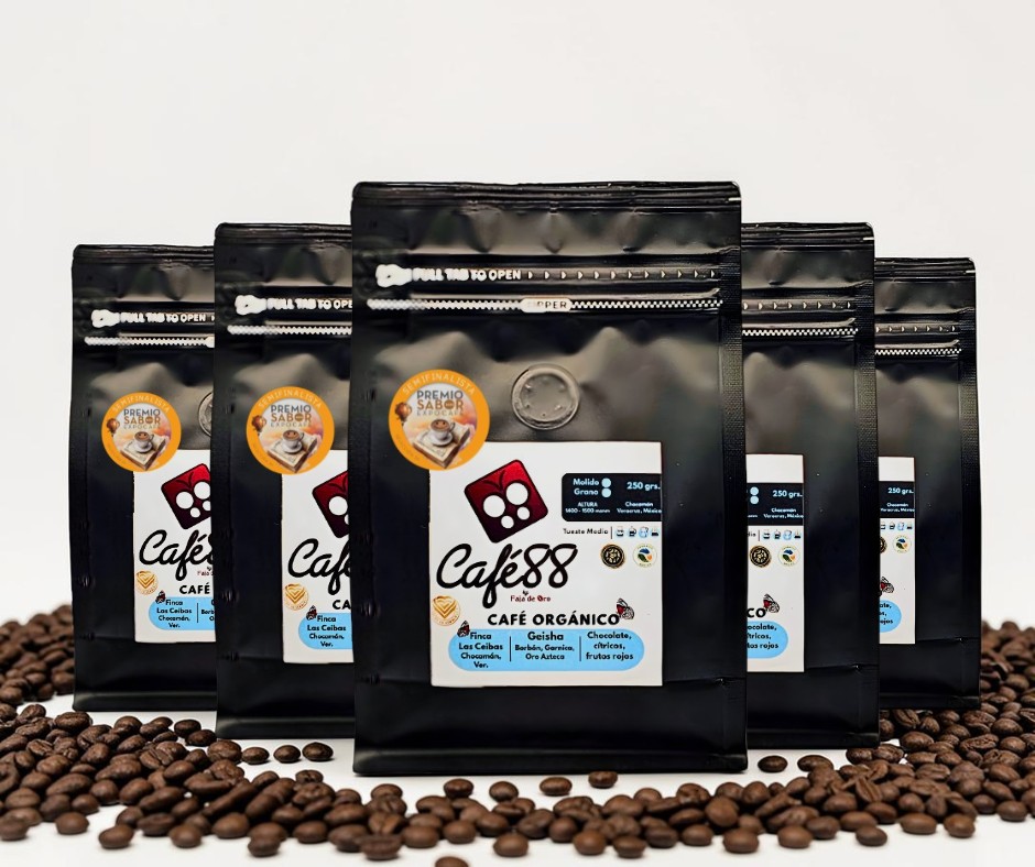 5 Pack Café 88 De Veracruz, Orgánico Tostado 250gr Molido